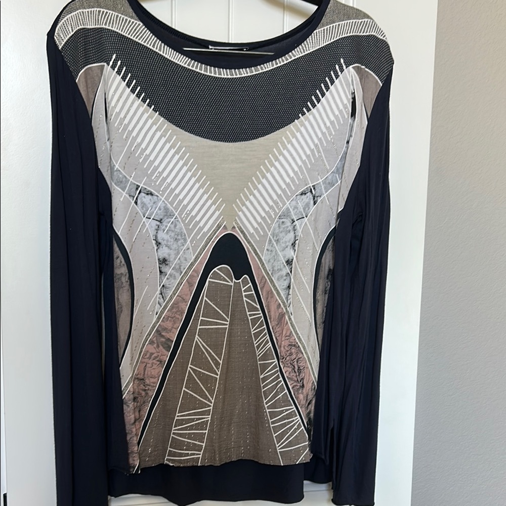 Zara Navy Geometric Shirt